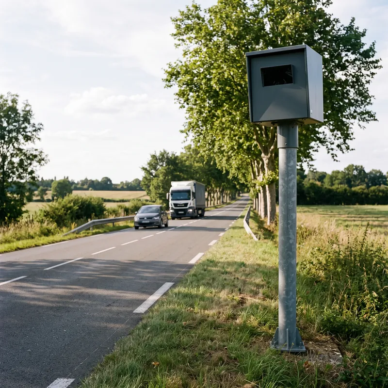 Illustration d'un radar discriminant au bord d'une route