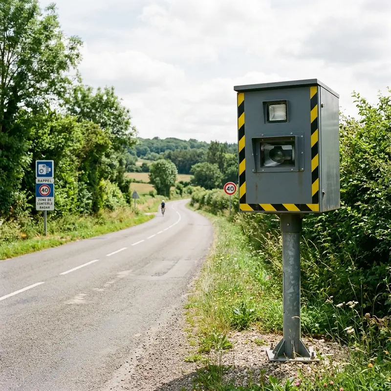 Illustration d'un radar fixe au bord d'une route