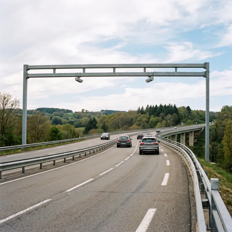 Illustration d'un radar tronçon au bord d'une route