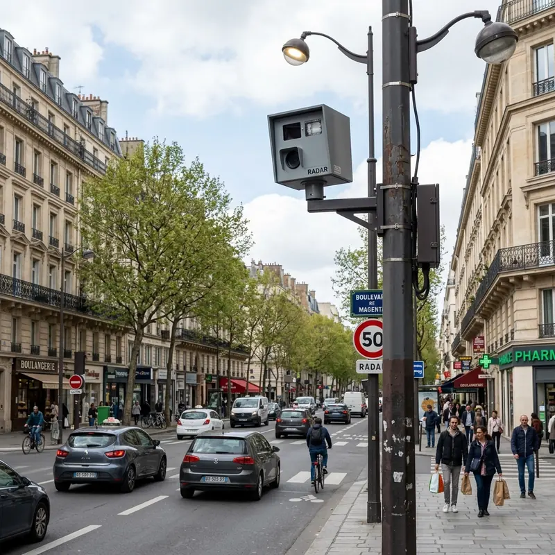 Illustration d'un radar urbain au bord d'une route